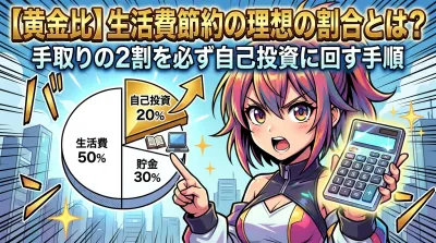 【黄金比】生活費節約の理想の割合とは？手取りの2割を必ず自己投資に回す手順