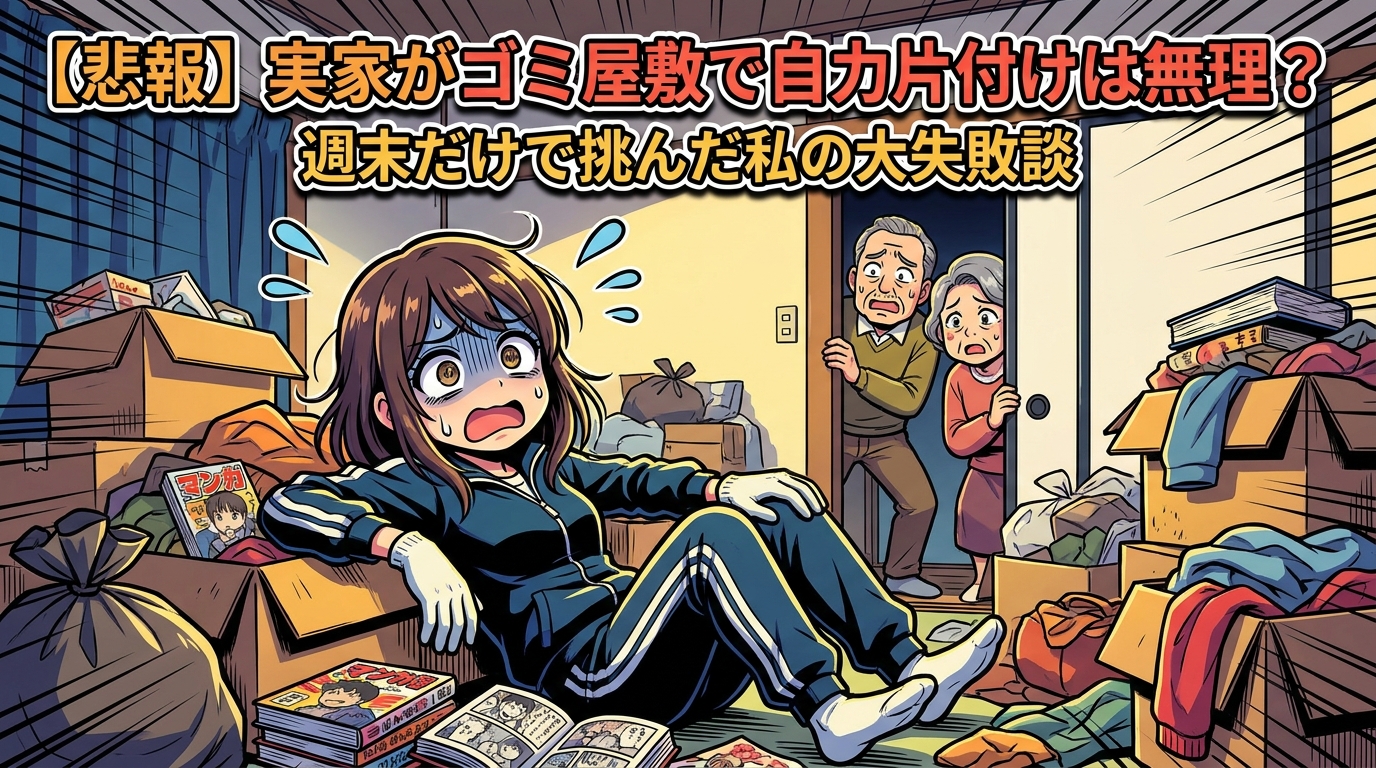 【悲報】実家がゴミ屋敷で自力片付けは無理？週末だけで挑んだ私の大失敗談