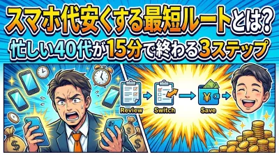 スマホ代安くする最短ルートとは？忙しい40代が15分で終わる3ステップ