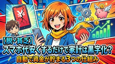 【脱・貧乏】スマホ代安くするだけで家計は黒字化？自動で資金が貯まる3つの仕組み