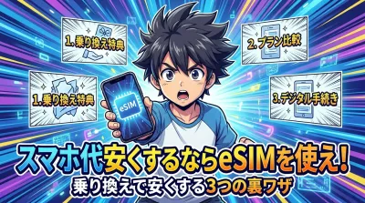 スマホ代安くするならeSIMを使え！乗り換えで安くする3つの裏ワザ