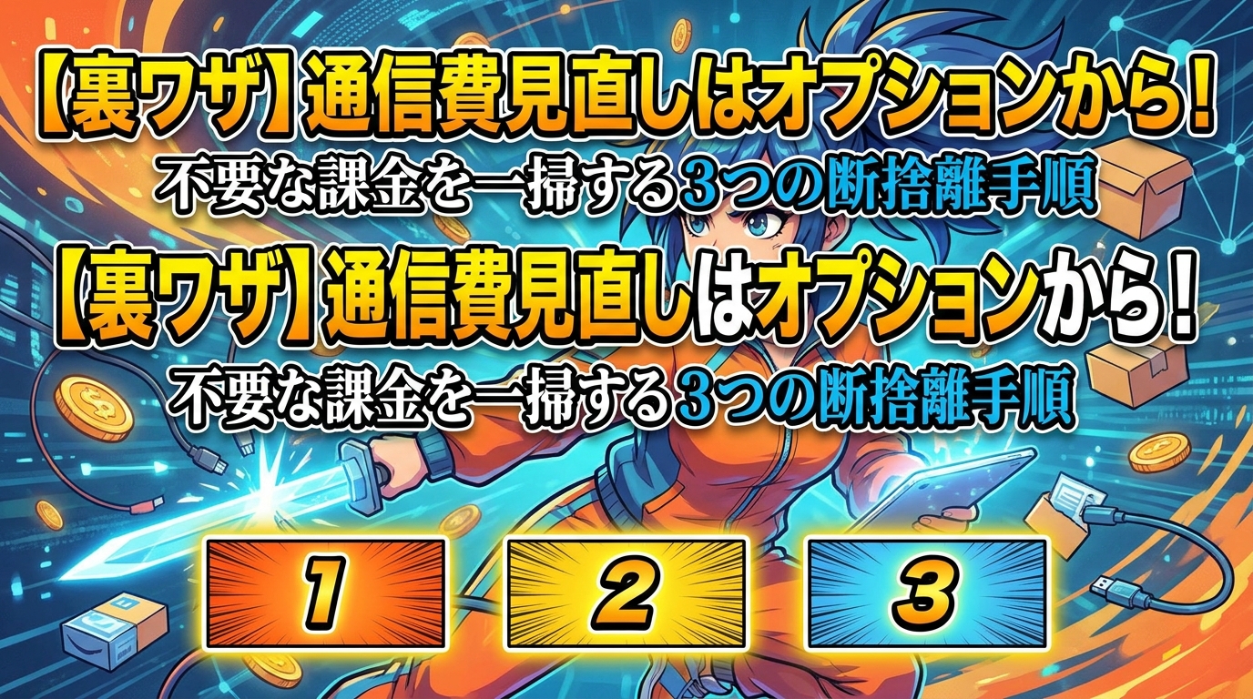 【裏ワザ】通信費見直しはオプションから!不要な課金を一掃する3つの断捨離手順