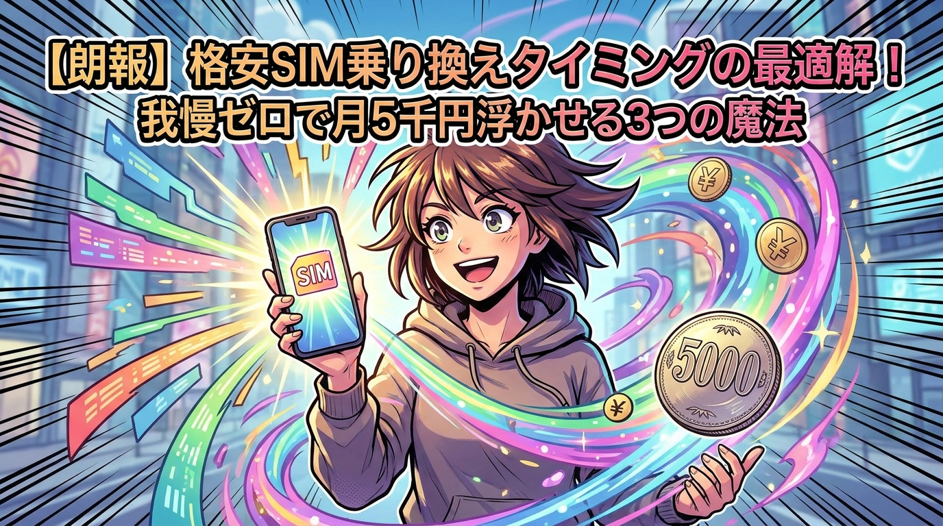 【朗報】格安SIM乗り換えタイミングの最適解!我慢ゼロで月5千円浮かせる3つの魔法